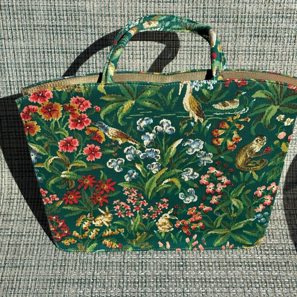Margaret Smith Floral Green Tote Bag